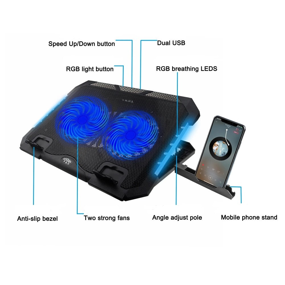 Coolbell Cb-900 Cooling Pad For 14-17 Inch Laptops Gaming Notebook - CoolBELL