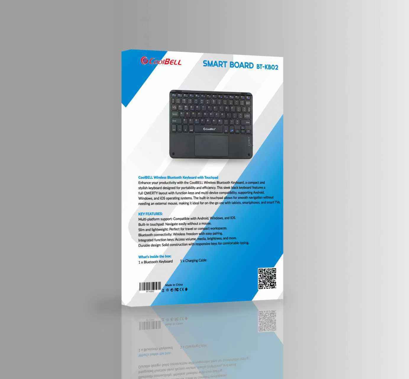 CoolBell Smart Board BT-KB02 – Bluetooth Wireless Keyboard with Touchpad for Tablets & Laptops - CoolBELL