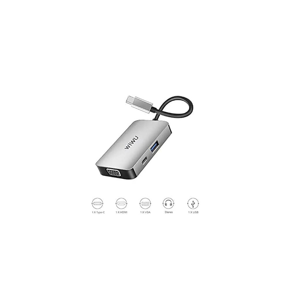 Wiwu 5-in-1 (513HVP) Type-C Hub | USB-C Adapter with HDMI, USB & PD Charging