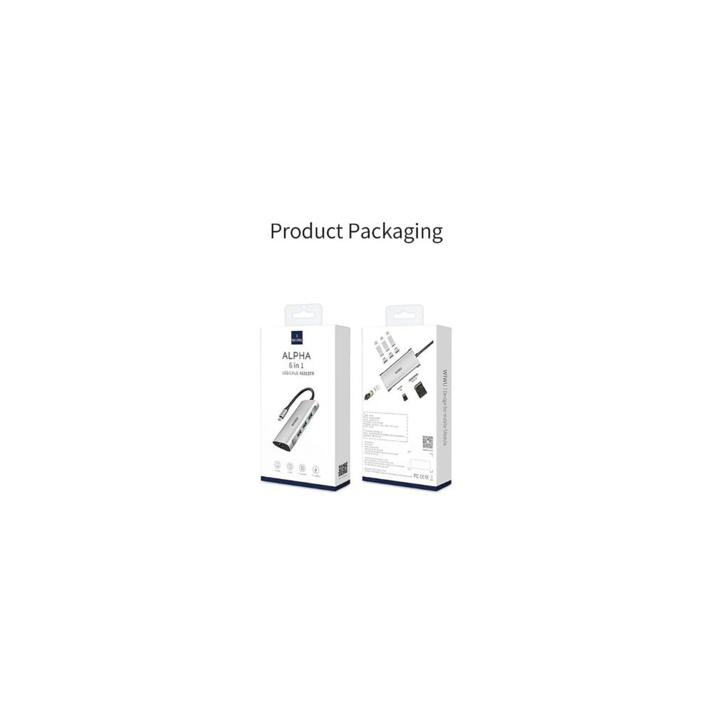 Wiwu 6-in-1 (631STR) Type-C Hub | USB-C Multiport Adapter with HDMI, USB & PD