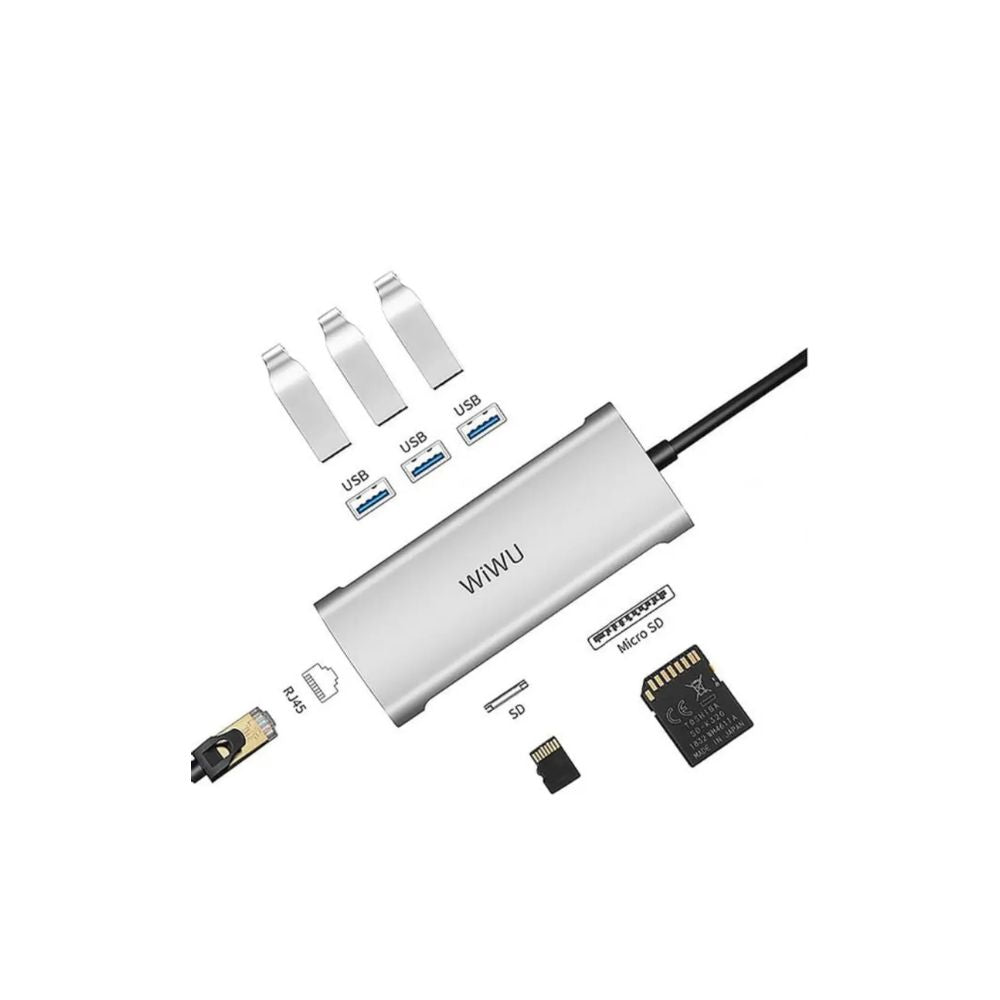 Wiwu 6-in-1 (631STR) Type-C Hub | USB-C Multiport Adapter with HDMI, USB & PD