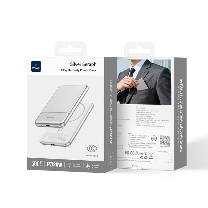 WiWU Silver Seraph Alloy Unibody Power Bank Wi-P088