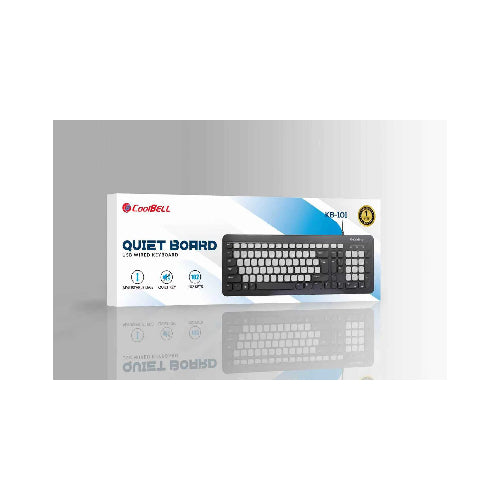 CoolBell Quiet Board USB Wired Keyboard KB-101 – 102 Keys, Quiet Typing, Adjustable Legs