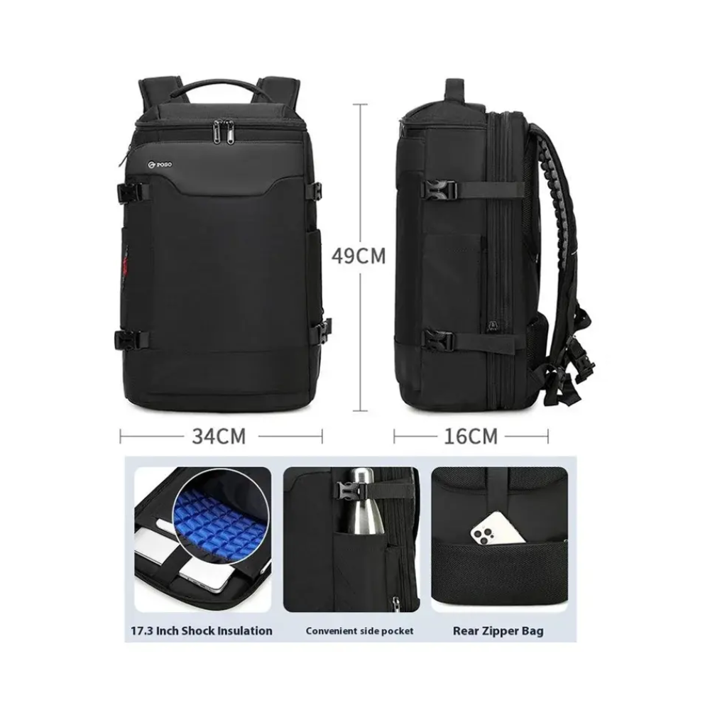 POSO 676 Expandable Travel Backpack | 17.3" Laptop Bag