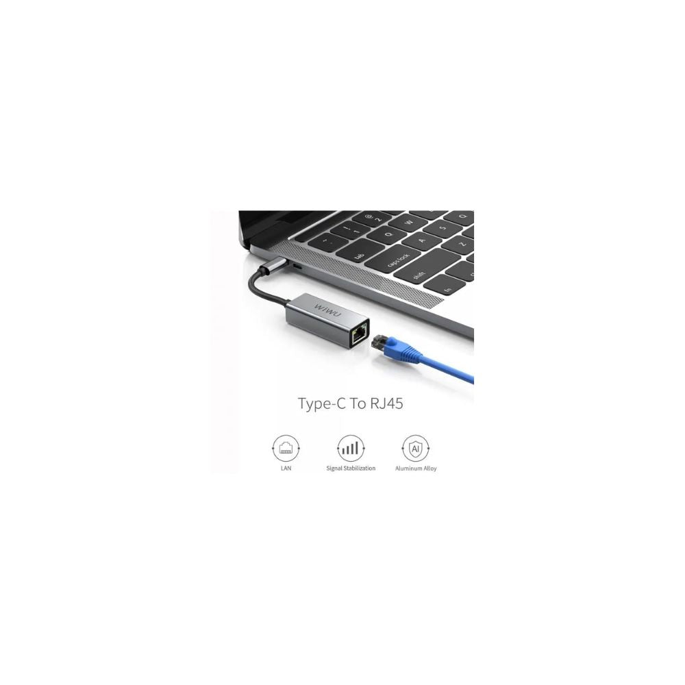 Wiwu RJ45 Type-C to LAN Adapter | USB-C to Ethernet Converter for MacBook, Laptop & Tablet