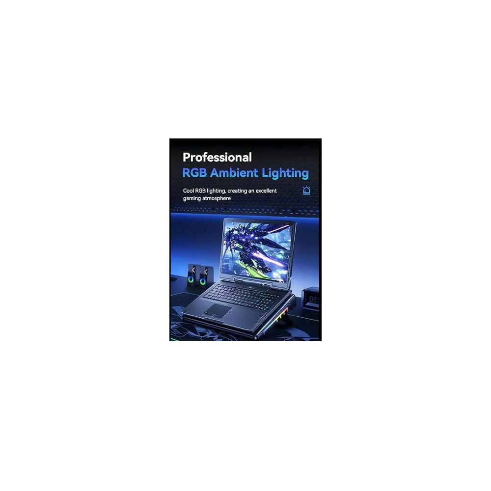 S700 Laptop Cooler with Colorful RGB Lighting - 2 Quiet Large Fans 14cm - 7 Height Levels
