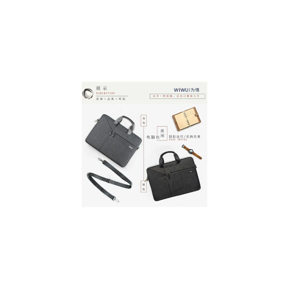WIWU City Commuter Bag 12" | Laptop Shoulder Bag Black Grey