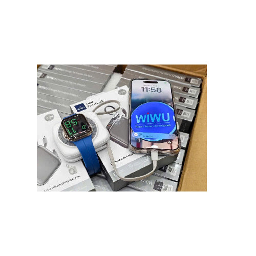 WIWU WI-P055 10000mAh 3 in 1 Portable Wireless Charging Power Bank for Phone/Smart Watch/AirPods