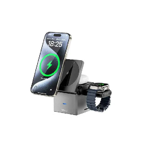 WiWU Wi-W030 3-in-1 Wireless Charger | Fast Charging Dock for iPhone, AirPods & iWatch