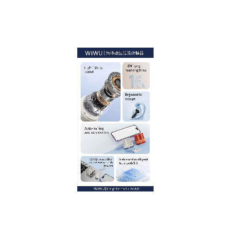 WiWU T21 Crystal Wireless Stereo - Transparent Bluetooth Earbuds